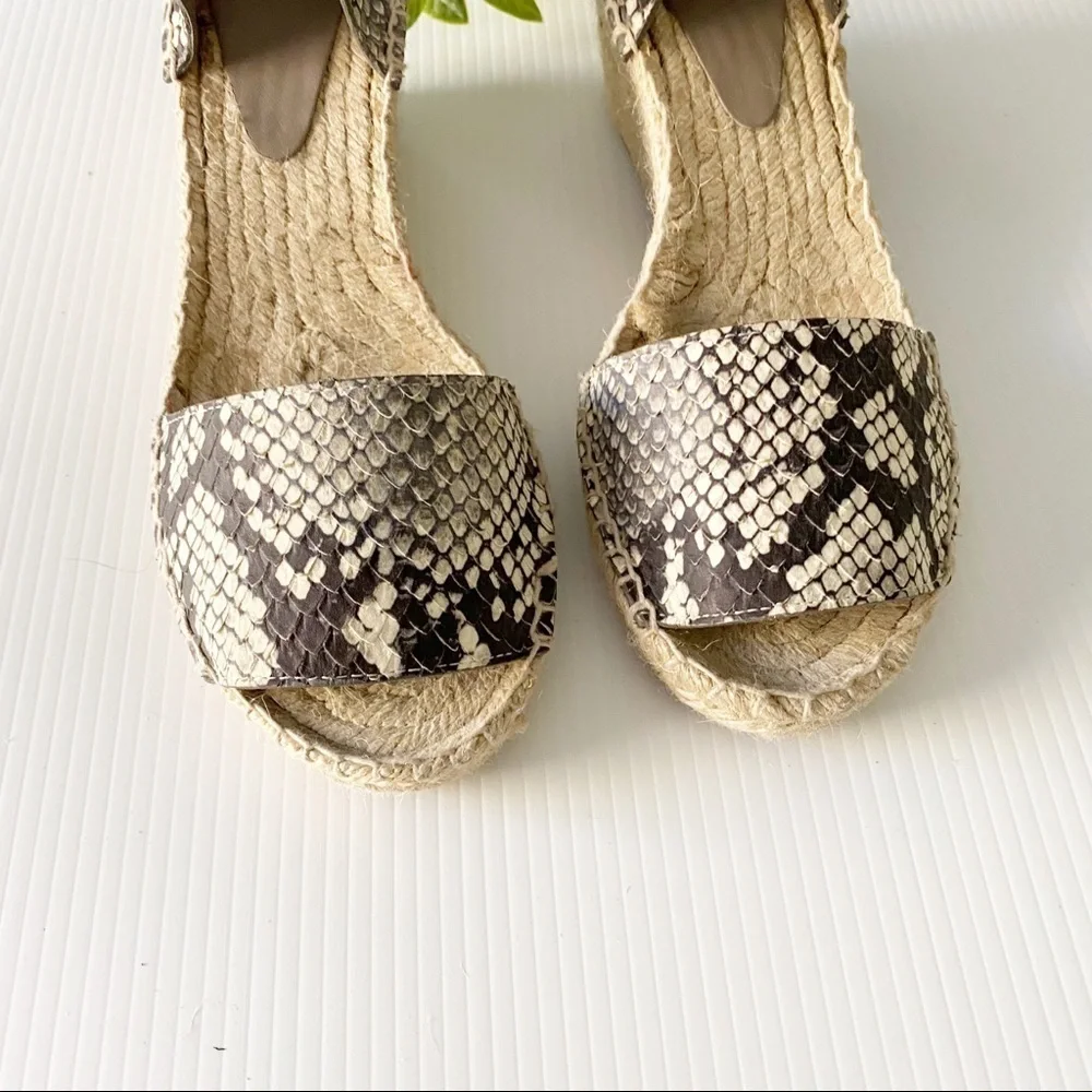 VINCE-Sophie Python-Print Leather Espadrille Wedge
